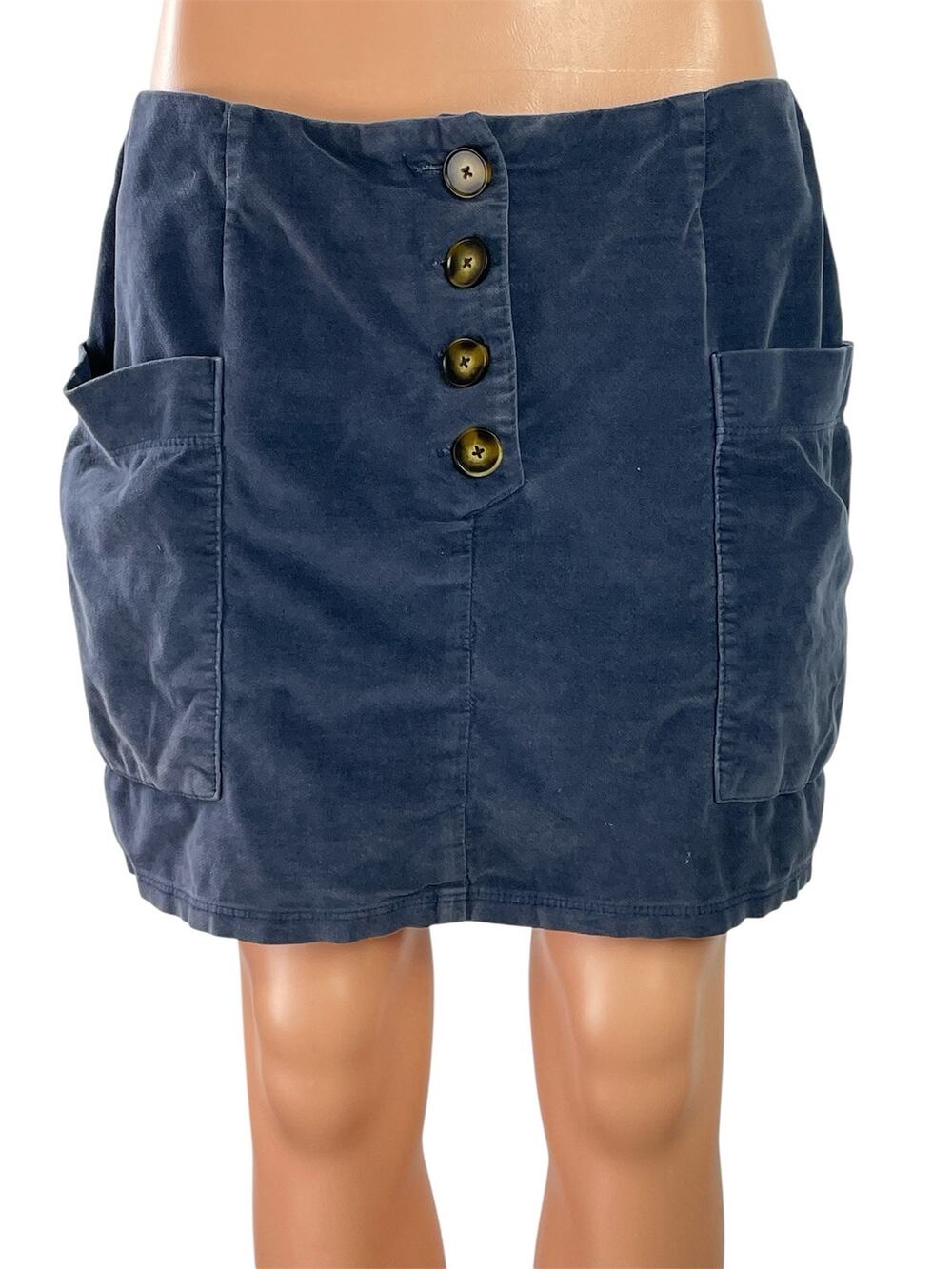 Urban Outfitters Women's Navy Blue Button High Waist Cargo Straight Mini Skirt M